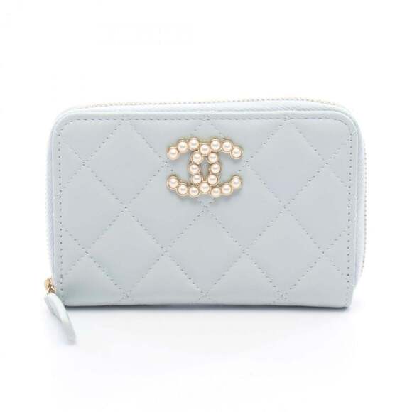 CHANEL Handbags - CHANEL Authentic Blue Leather Wallet